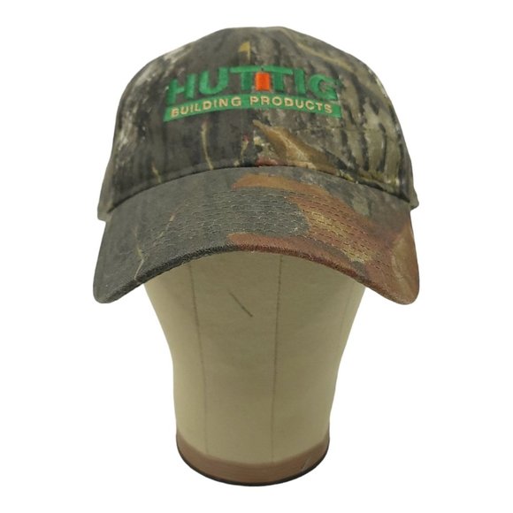 Huttig Building Product Mossy Oak Masonite Camo Strapback Cap Trucker Hunter Hat - Picture 7 of 12
